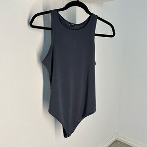EXPRESS Body Contour slate grey high compression high neck bodysuit, medium